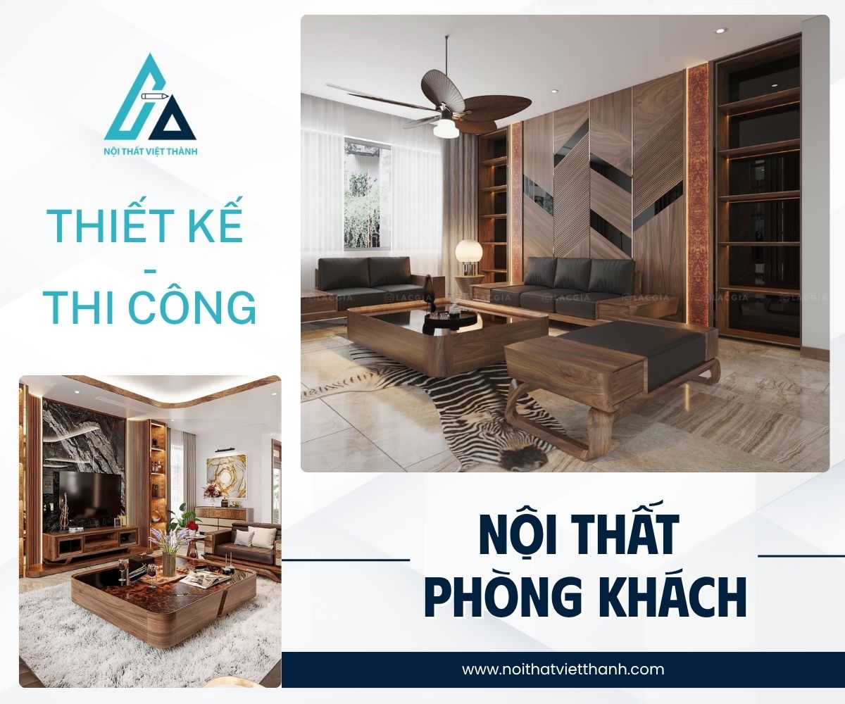 Thiết kế thi công nội thất phòng khách trọn gói đẹp chuẩn xu hướng