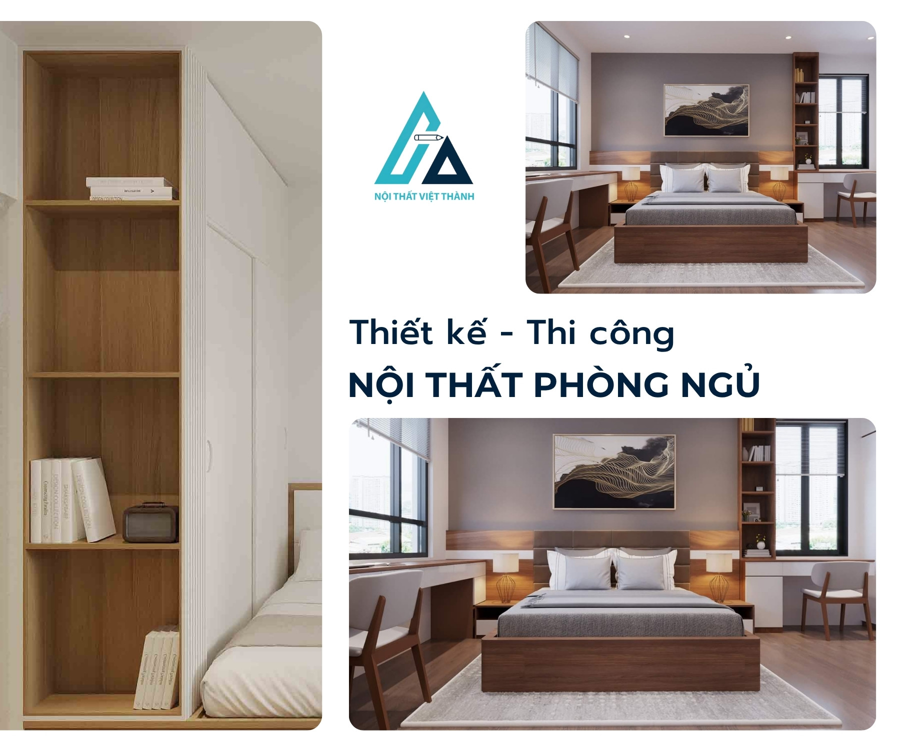 Thiết kế thi công nội thất phòng ngủ tiện nghi tối đa hóa công năng